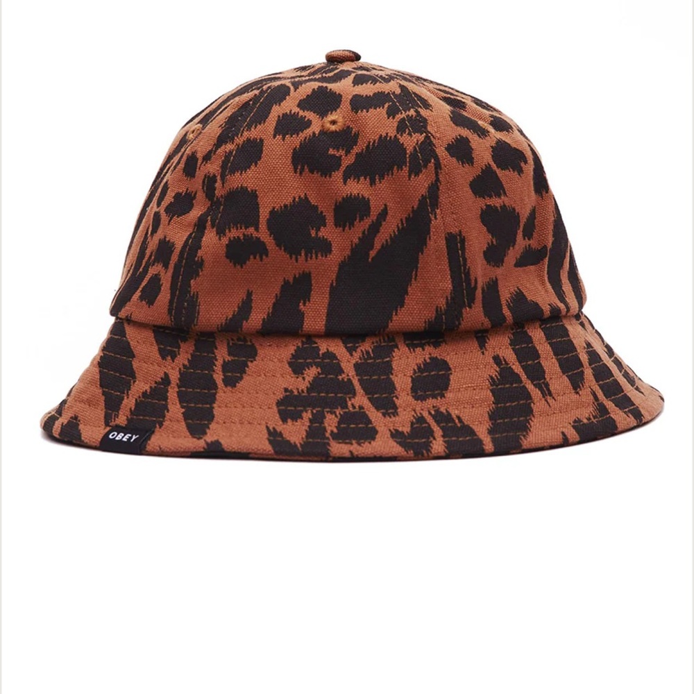 OBEY Brown Leopard Print Bucket Hat